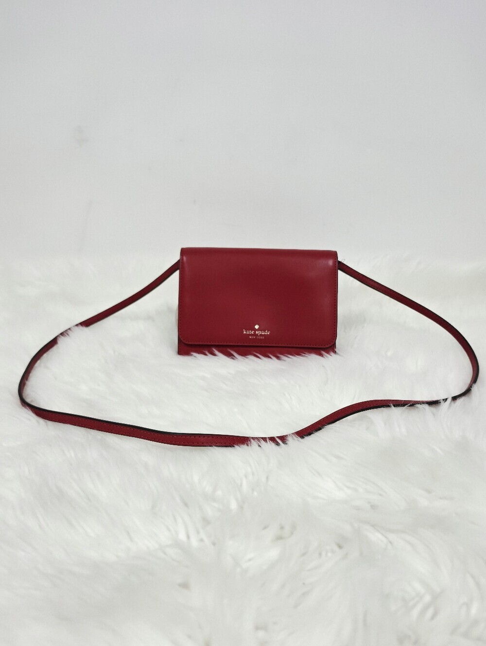 Kate Spade Red Leather Crossbody Wallet Clutch Purse Phone Bag